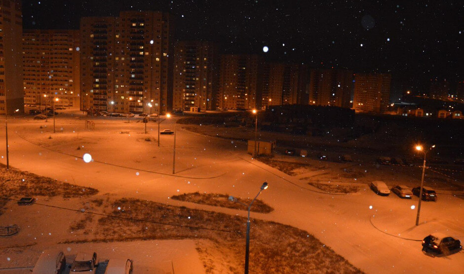 Ночной снегопад в ЖК Суворовском