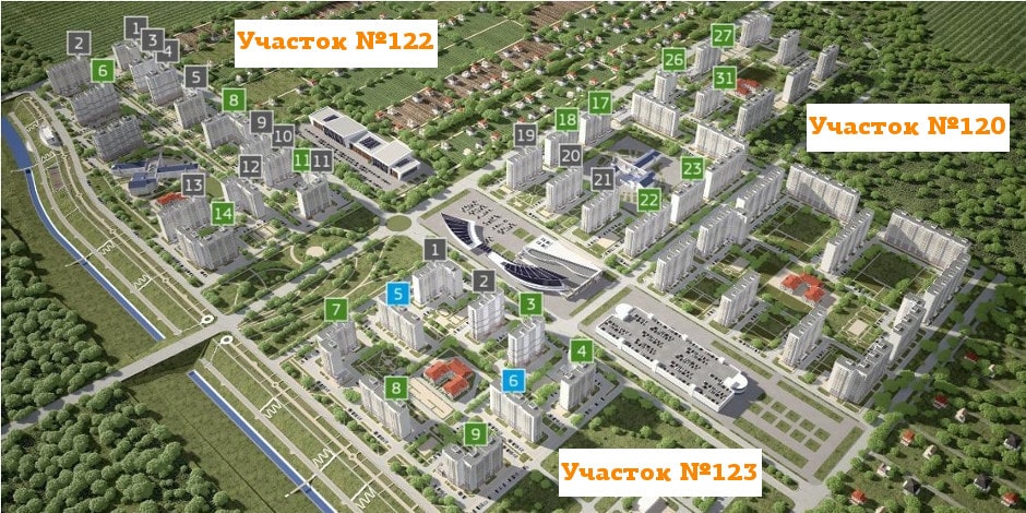 Схема районов и участков ЖК Суворовского