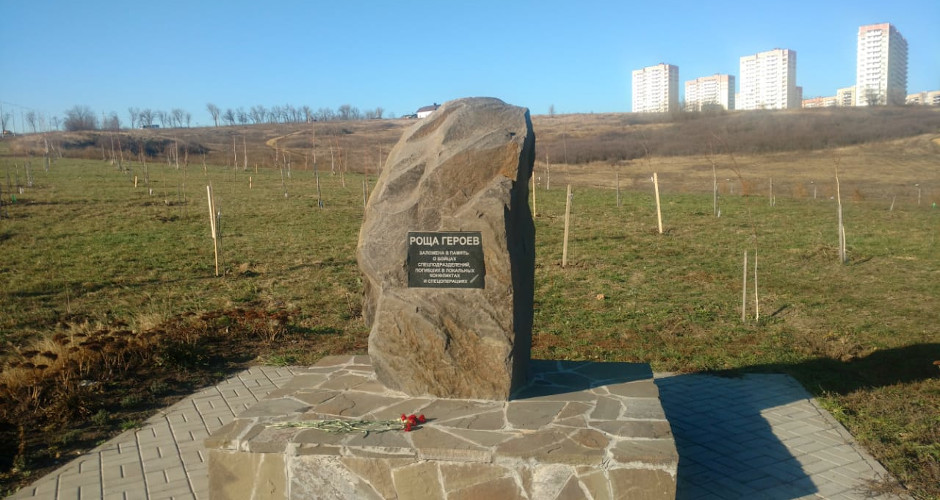 Камень в Роще героев Суворовского